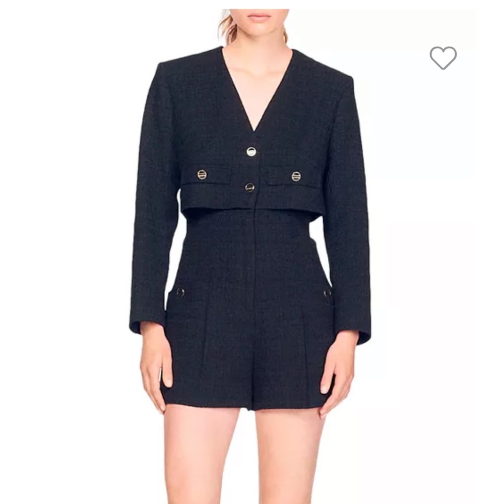 NWOT Sandro Tweed Jumpsuit Romper Blazer and Shorts